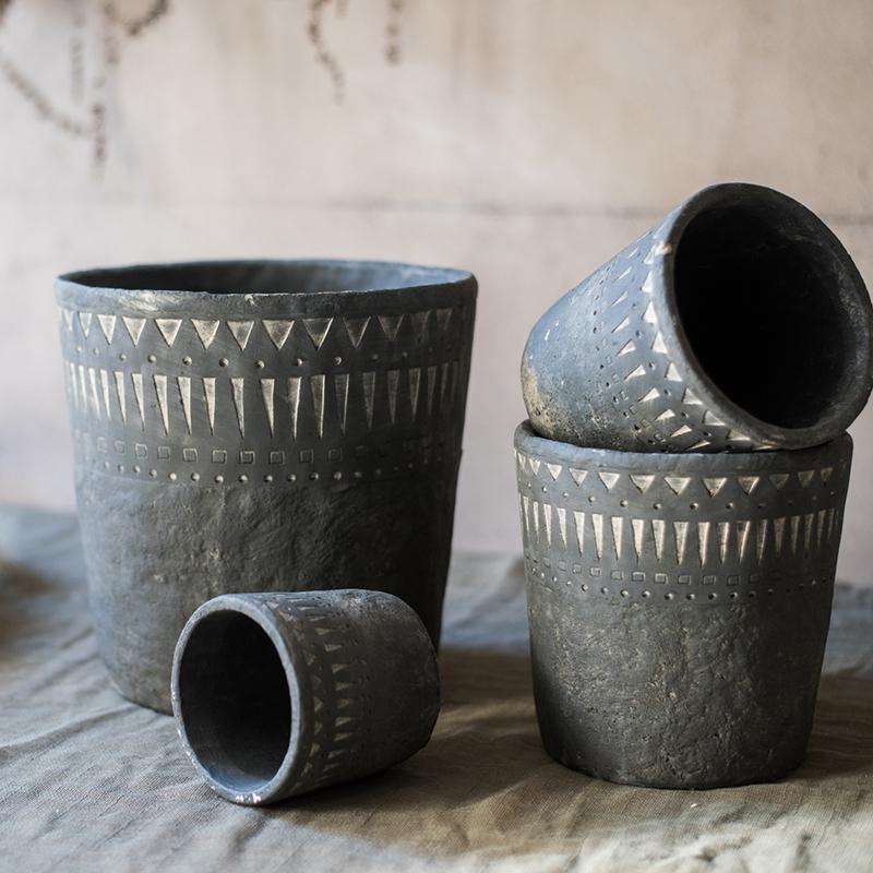 Black Cement Pottery Planter
