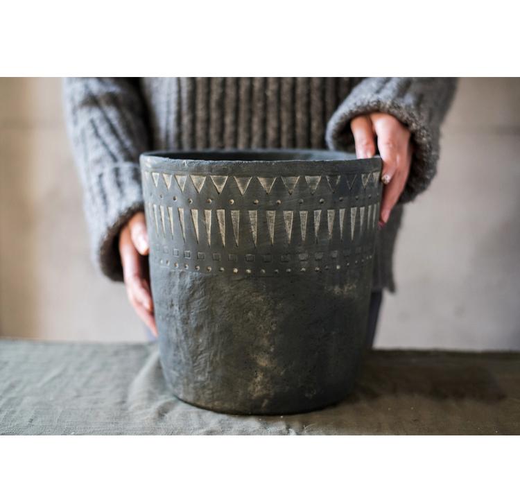 Black Cement Pottery Planter