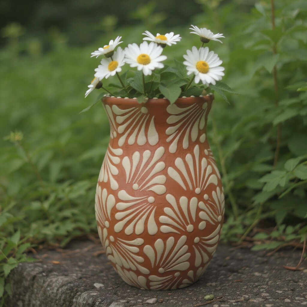 Brown & White Talavera Vase