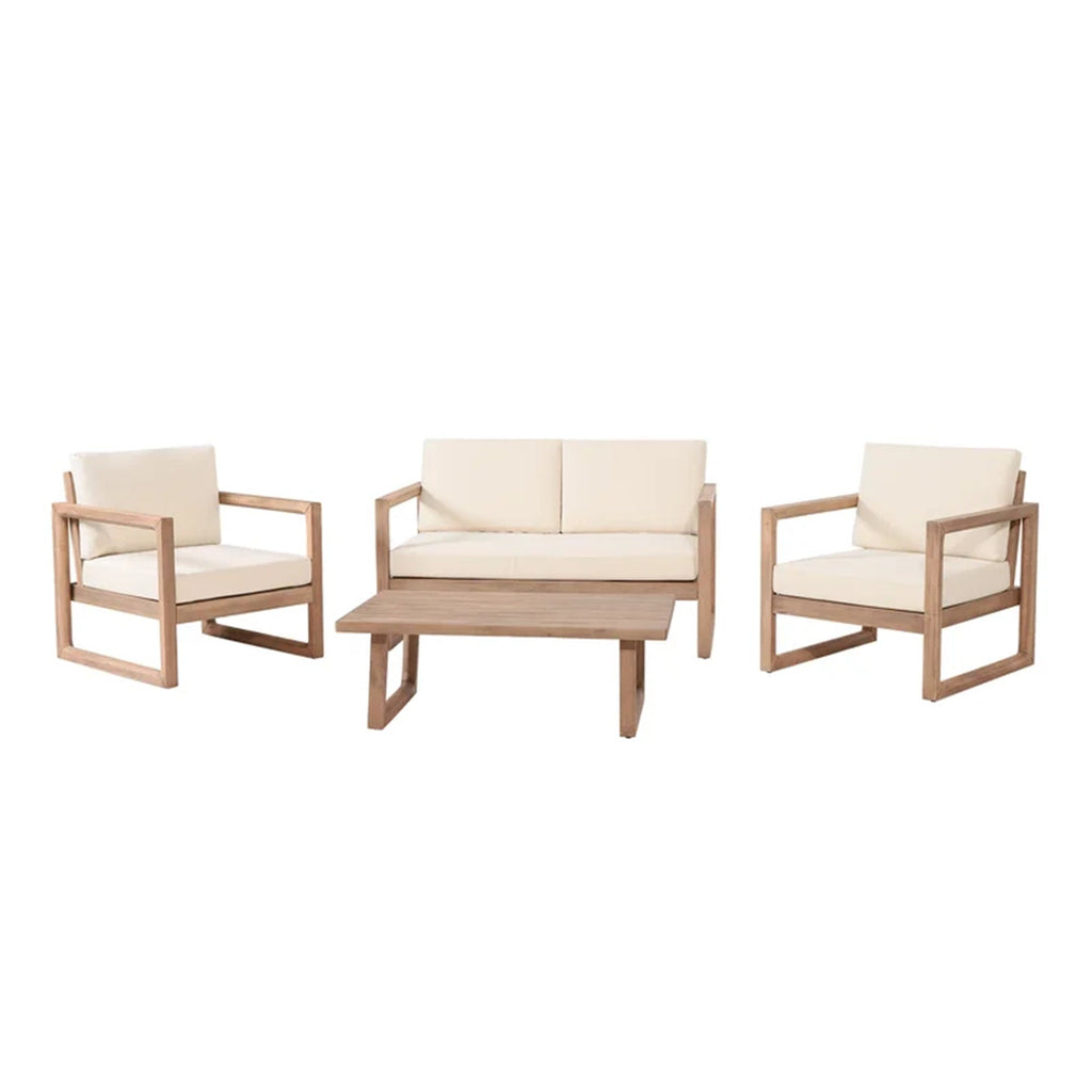 4-Piece Acacia Wood Outdoor Conversation Set