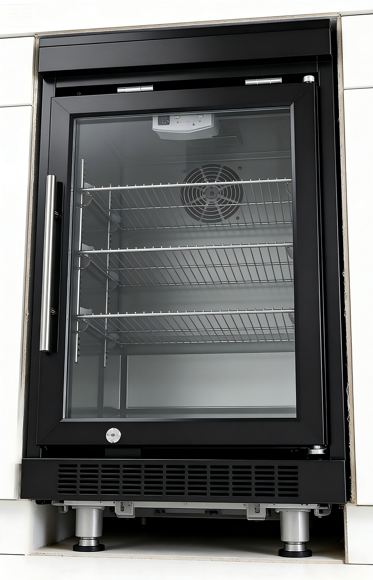 Black Single Door Fridge Cabinet