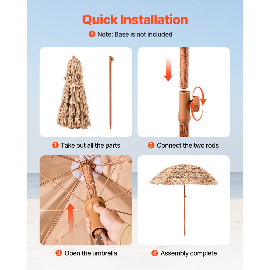 Thatched tiki patio umbrella for outdoor shade