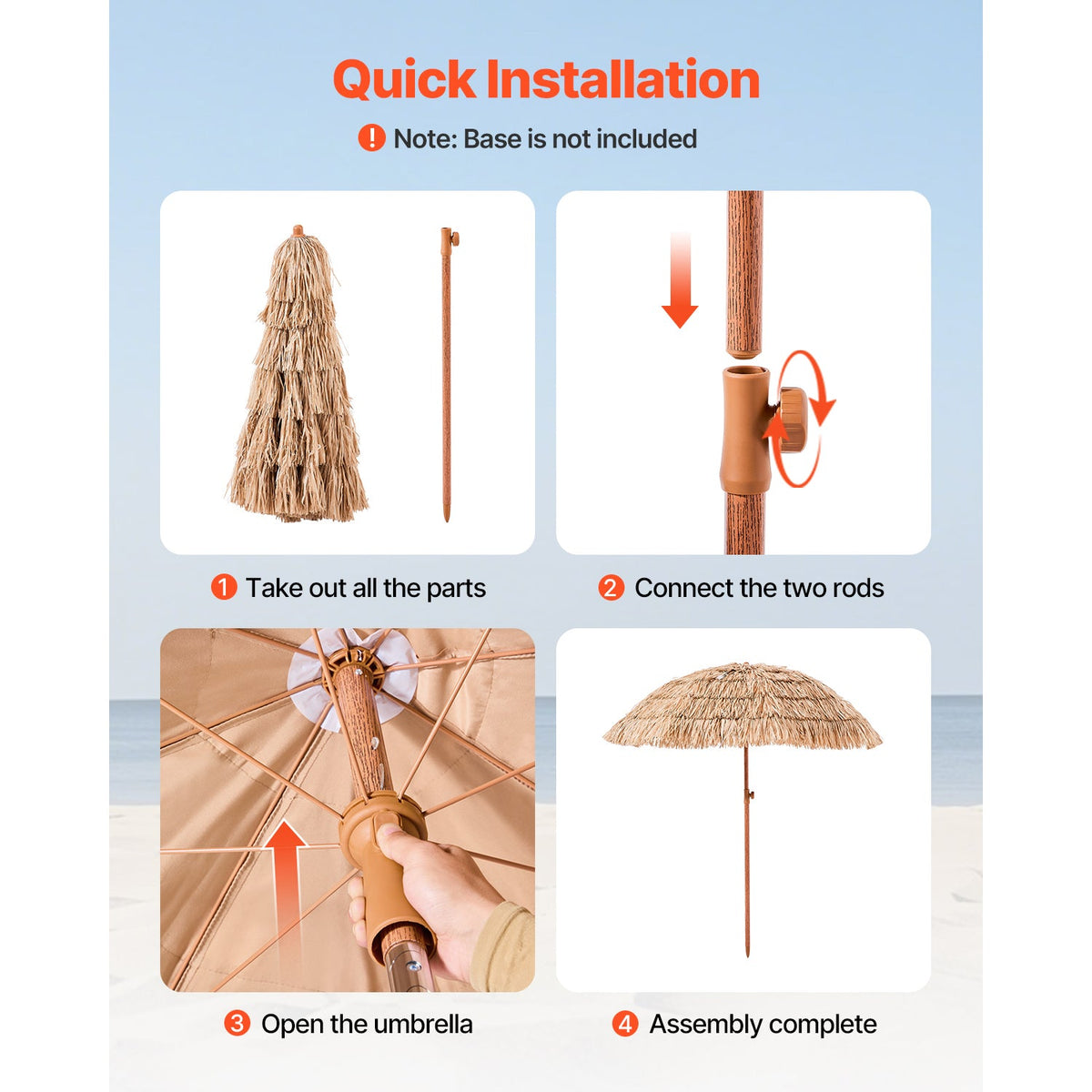 Thatched tiki patio umbrella for outdoor shade