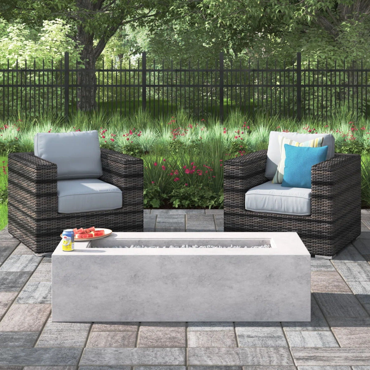 3-Piece Wicker Fire Pit Conversation Set