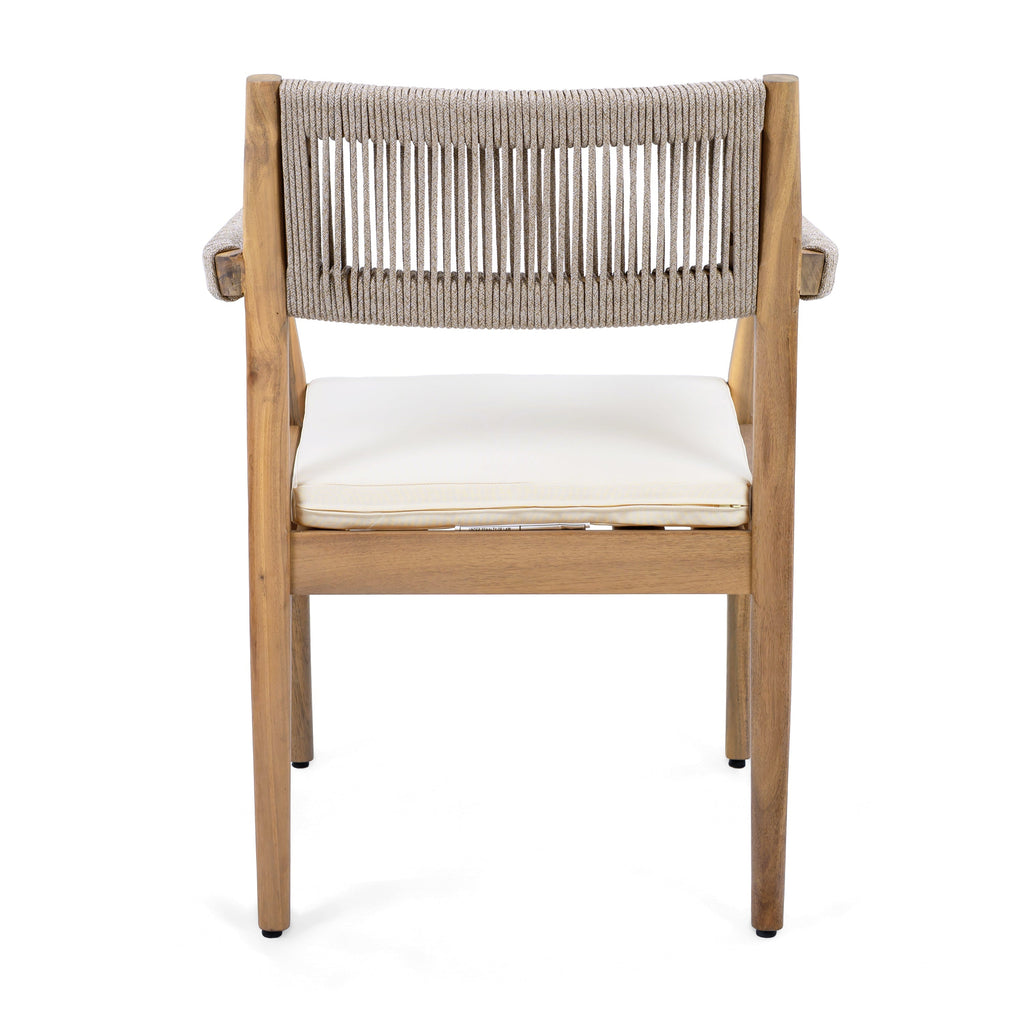 Acacia & Woven Rope Outdoor Dining Chairs – Set of 2