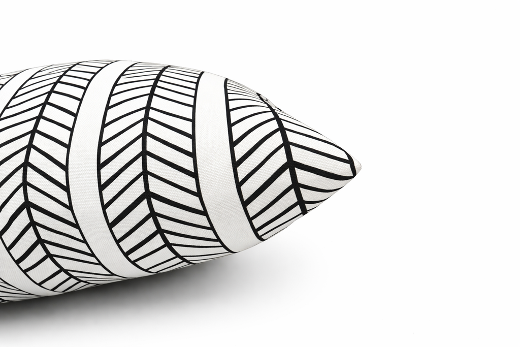 Neutral Striped Outdoor Throw Pillows – Set of 2, 18"