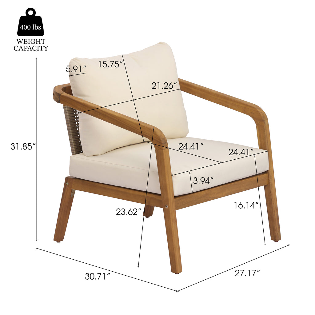 4-Piece Acacia Wood & Wicker Patio Set