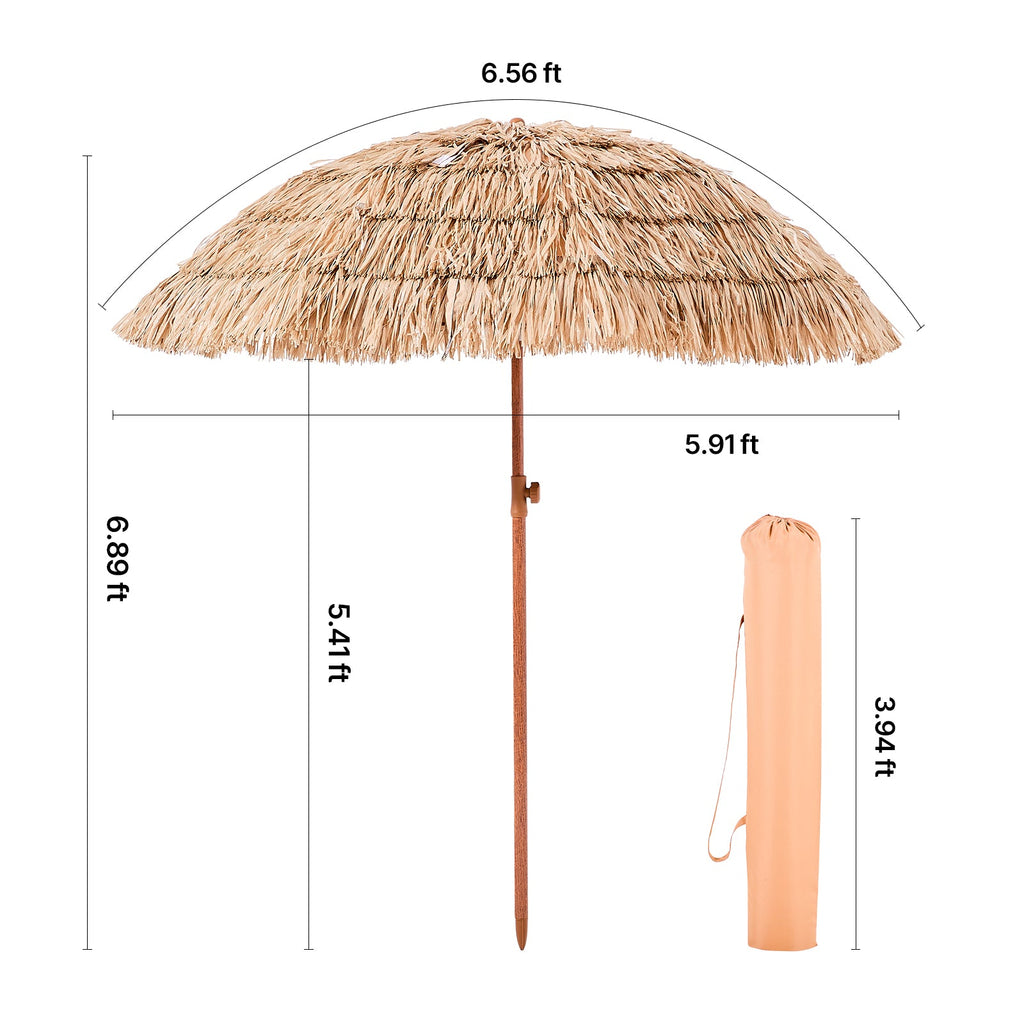 Thatched patio umbrella with tilt shade