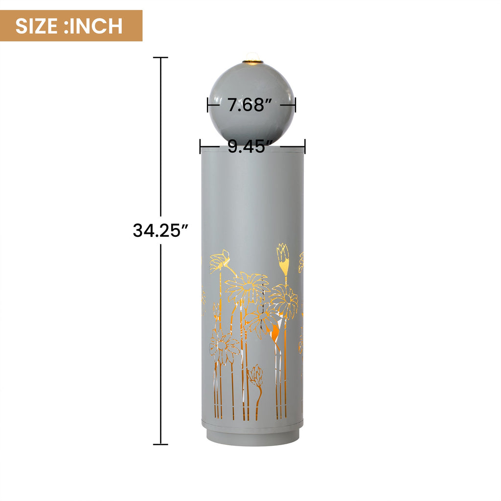 Metal Sphere Outdoor Water Fountain with LED