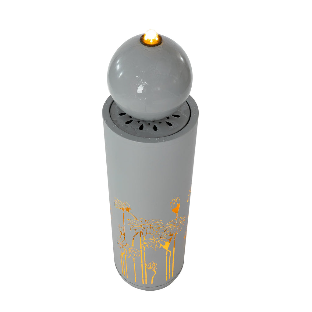 Metal Sphere Outdoor Water Fountain with LED