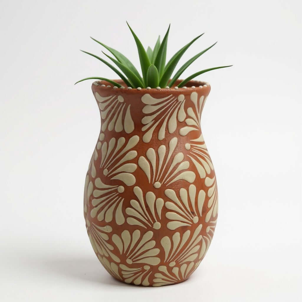 Brown & White Talavera Vase