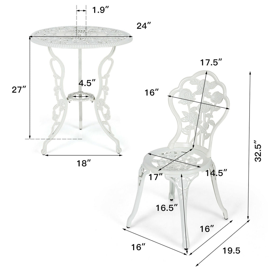 Rose Cast Aluminum Outdoor Bistro Set