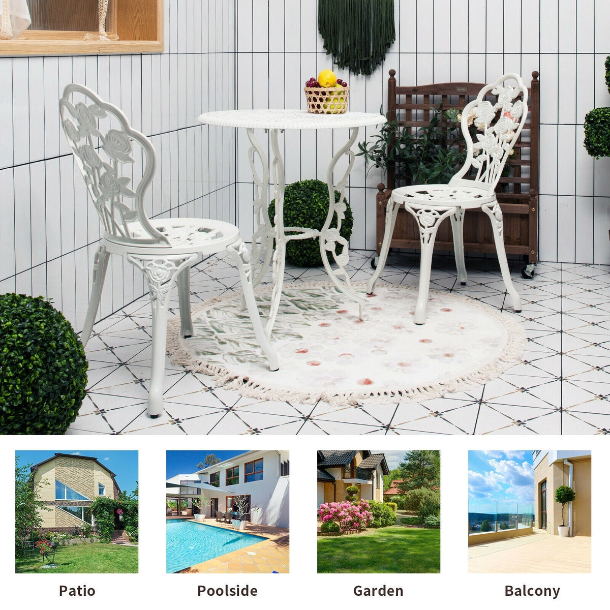 Rose Cast Aluminum Outdoor Bistro Set