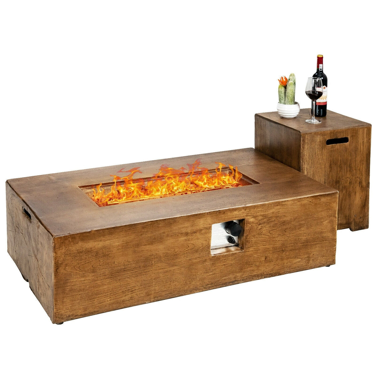 2-Piece Outdoor Propane Fire Pit & Side Table Set