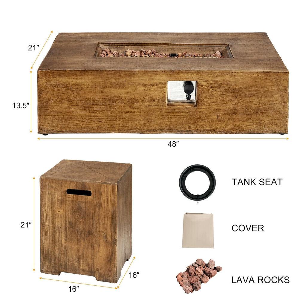 2-Piece Outdoor Propane Fire Pit & Side Table Set
