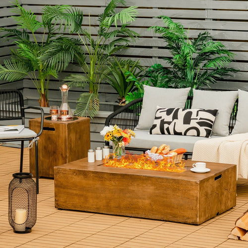 2-Piece Outdoor Propane Fire Pit & Side Table Set