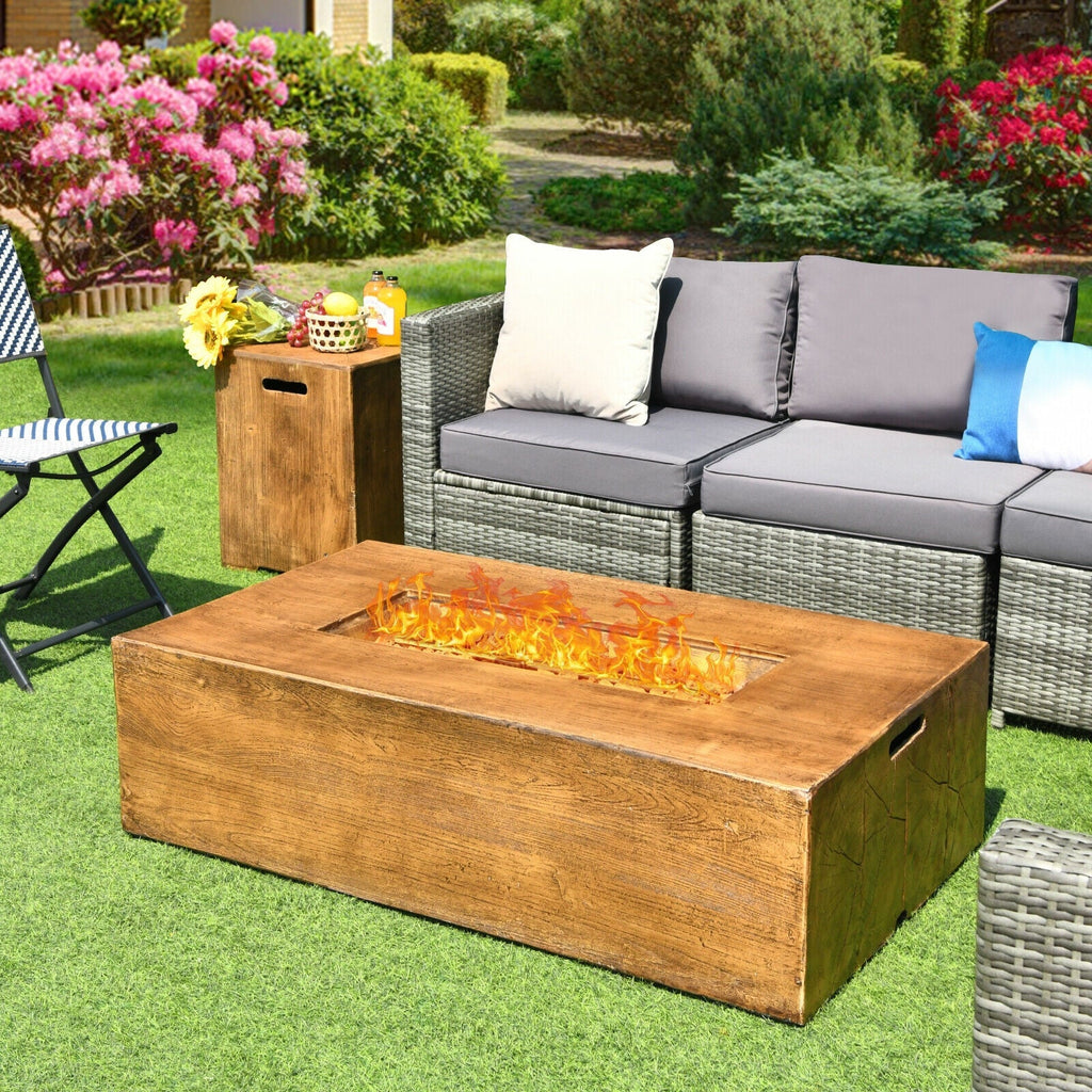 2-Piece Outdoor Propane Fire Pit & Side Table Set