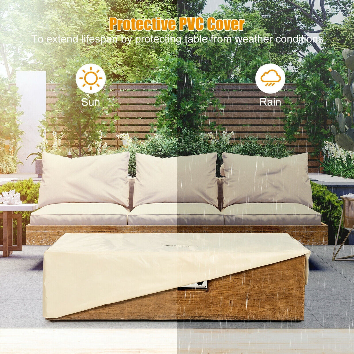 2-Piece Outdoor Propane Fire Pit & Side Table Set