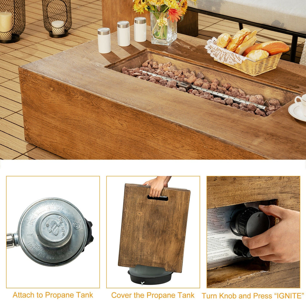 2-Piece Outdoor Propane Fire Pit & Side Table Set