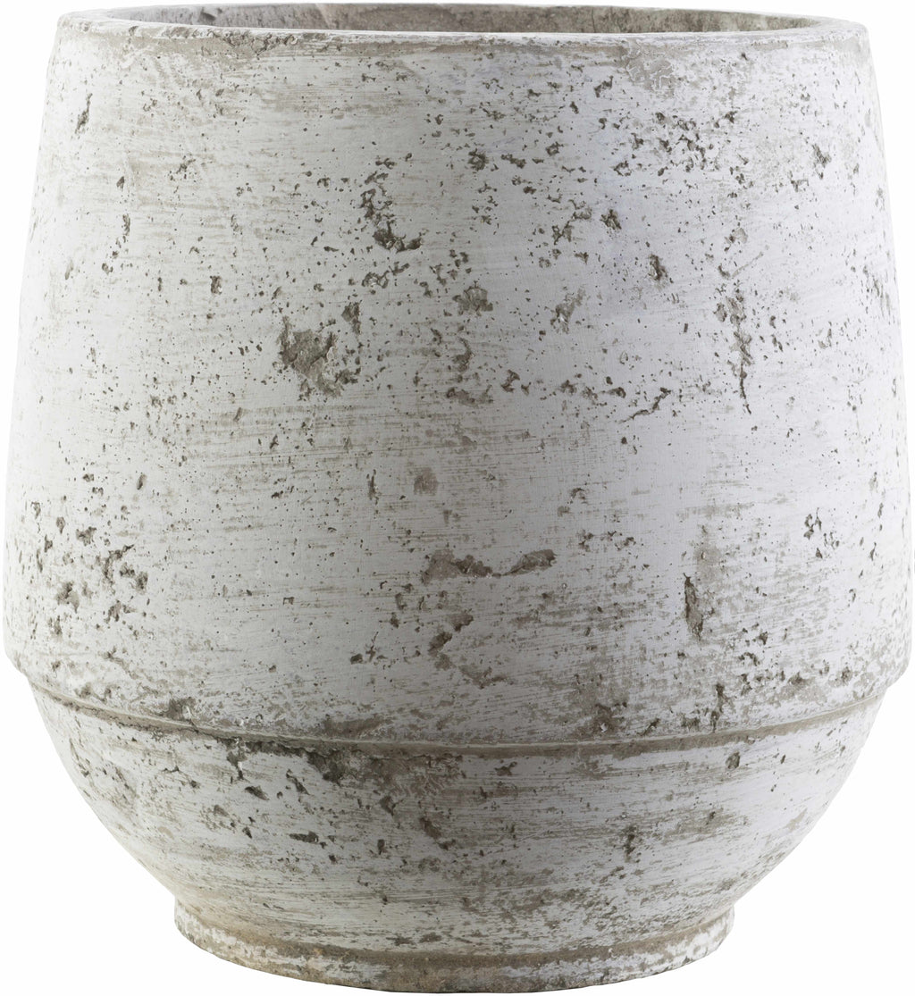 White Geometric Cement Outdoor Planter