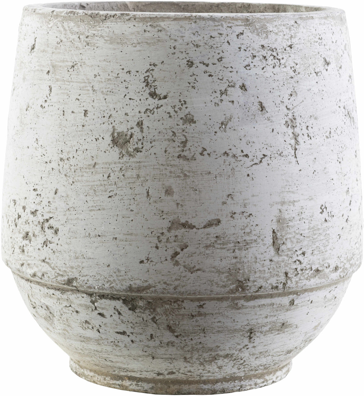 White Geometric Cement Outdoor Planter