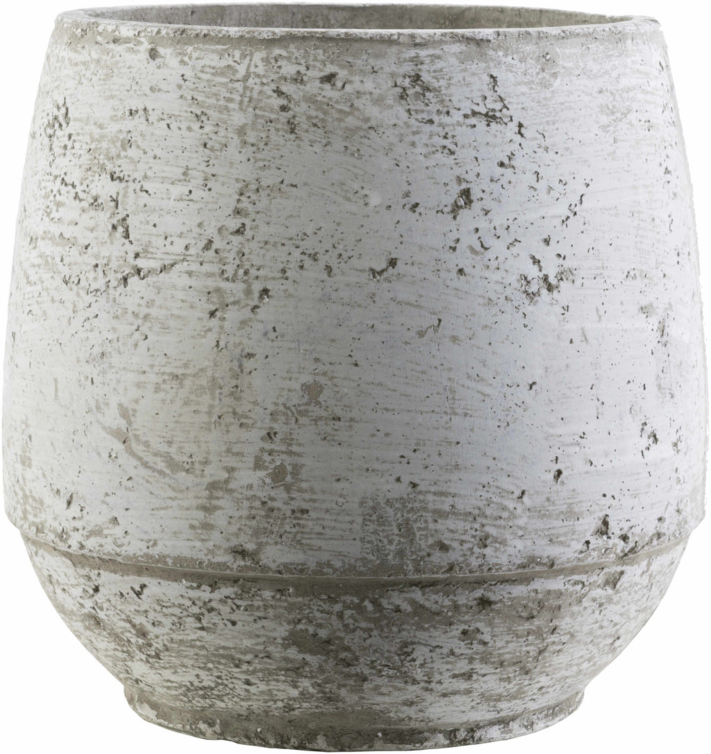 White Geometric Cement Outdoor Planter