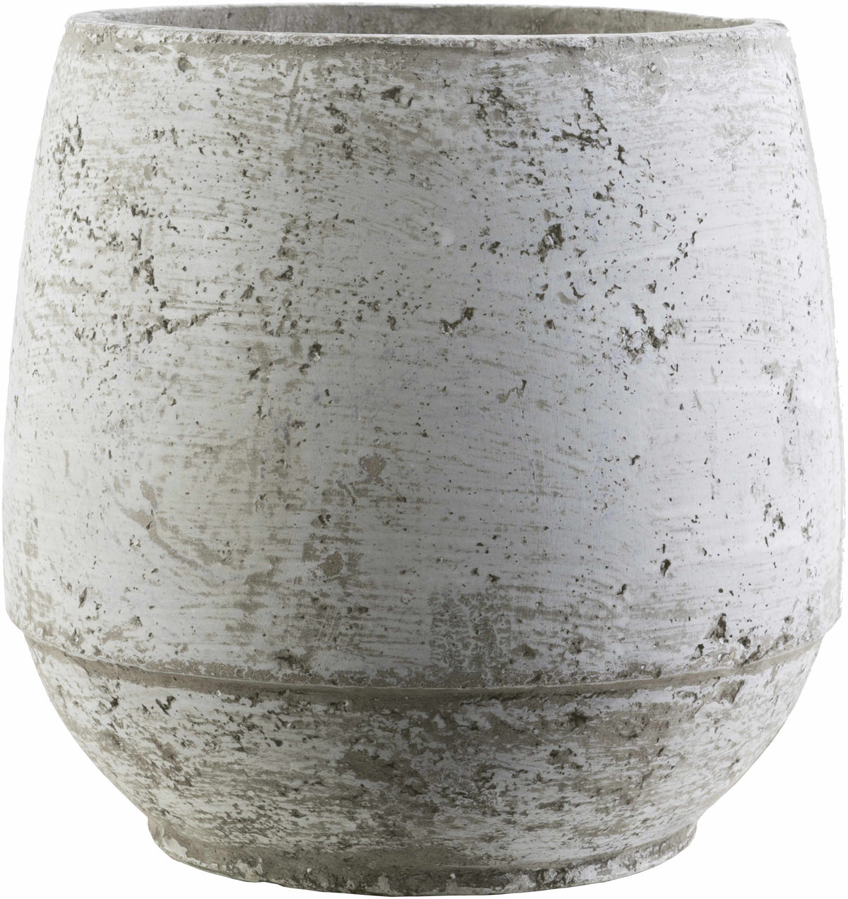White Geometric Cement Outdoor Planter