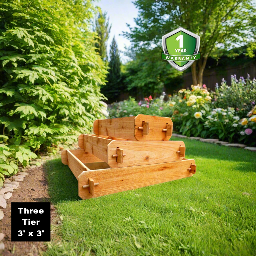 3-Tier Pyramid Cedar Raised Garden Bed