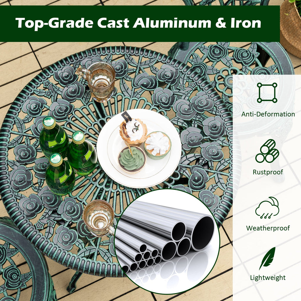 Rose Cast Aluminum Outdoor Bistro Set