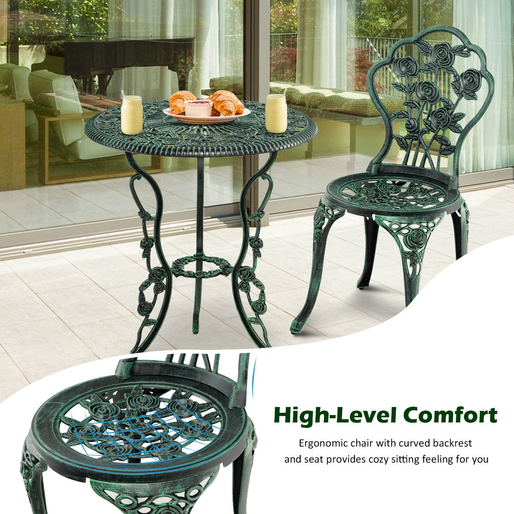 Rose Cast Aluminum Outdoor Bistro Set