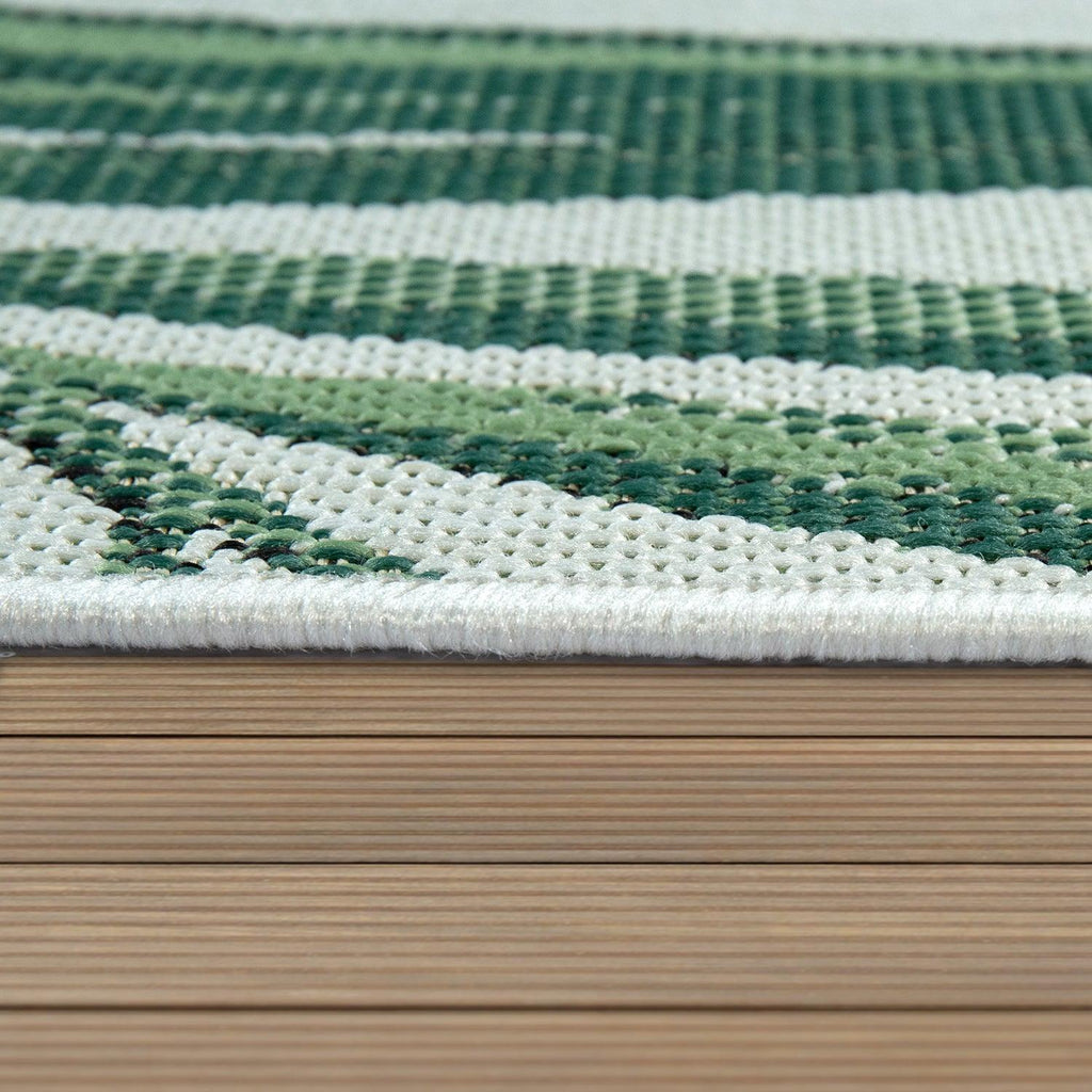 Green & Beige Palm Leaf Outdoor Rug