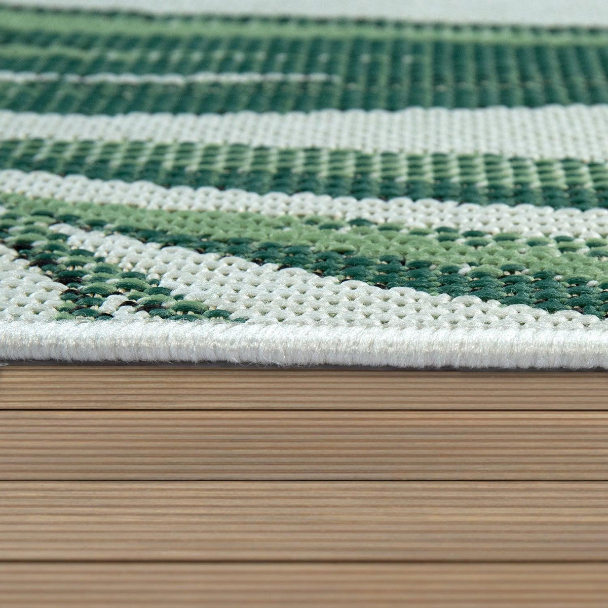 Green & Beige Palm Leaf Outdoor Rug