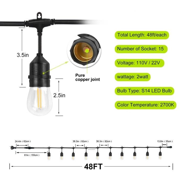 S14 Edison-style LED outdoor string lights - product view 5