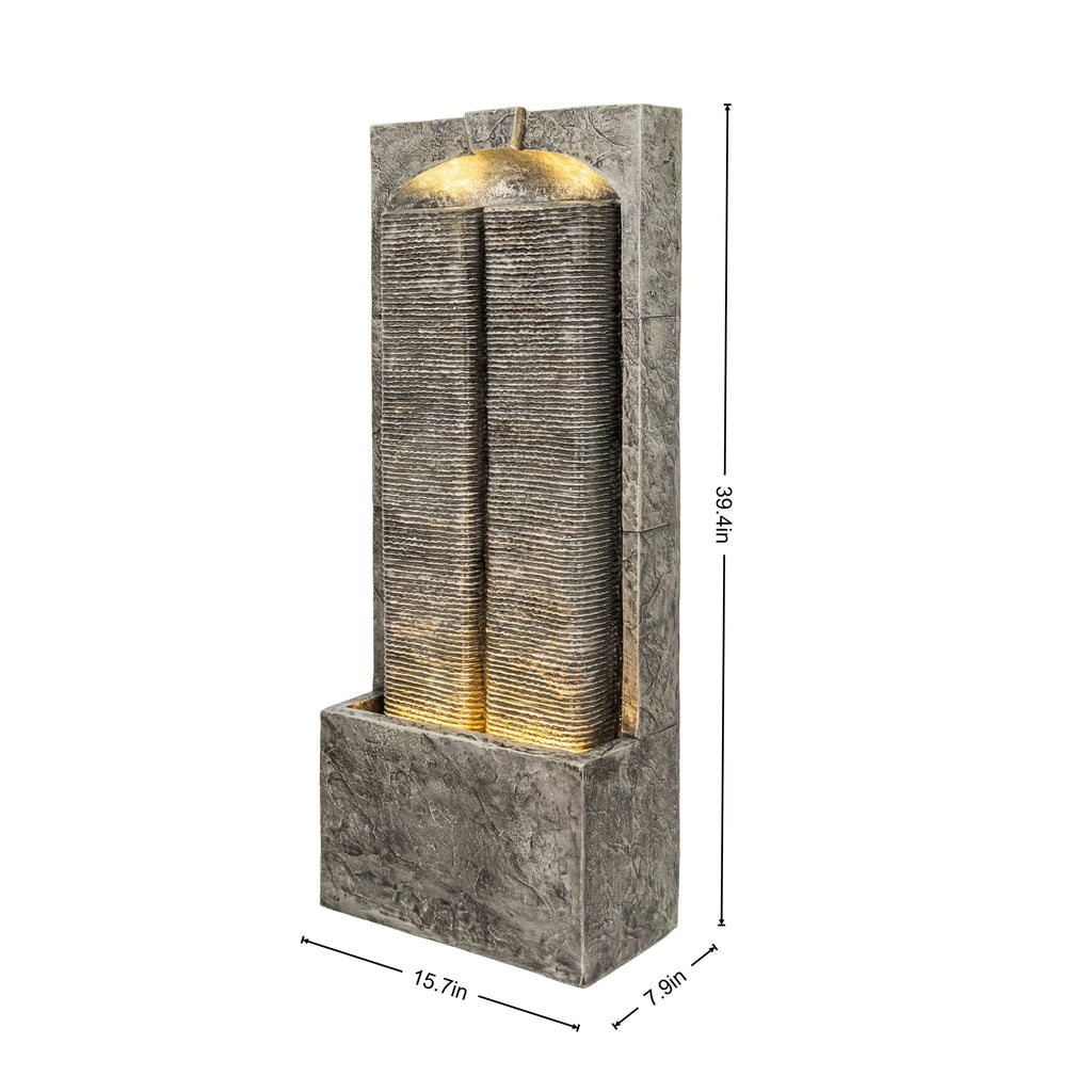 Slate Outdoor Water Wall Fountain with LED Lights