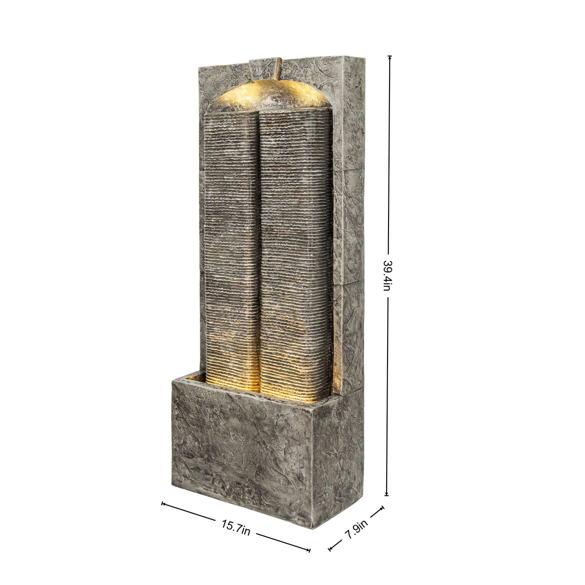 Slate Outdoor Water Wall Fountain with LED Lights
