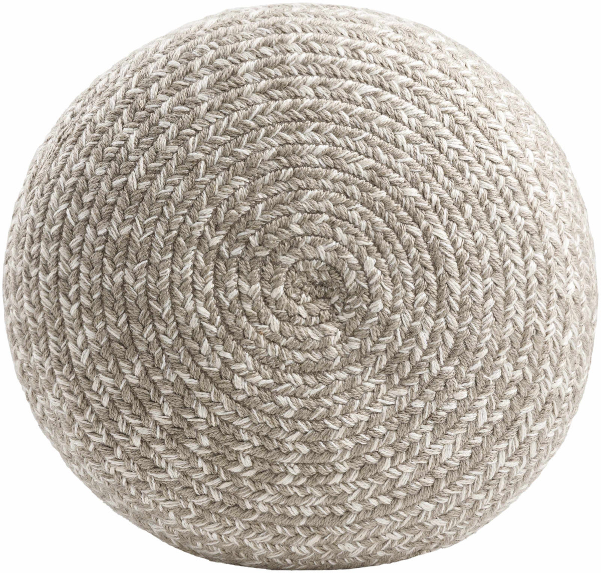 Natural Fiber Light Gray Knitted Outdoor Pouf
