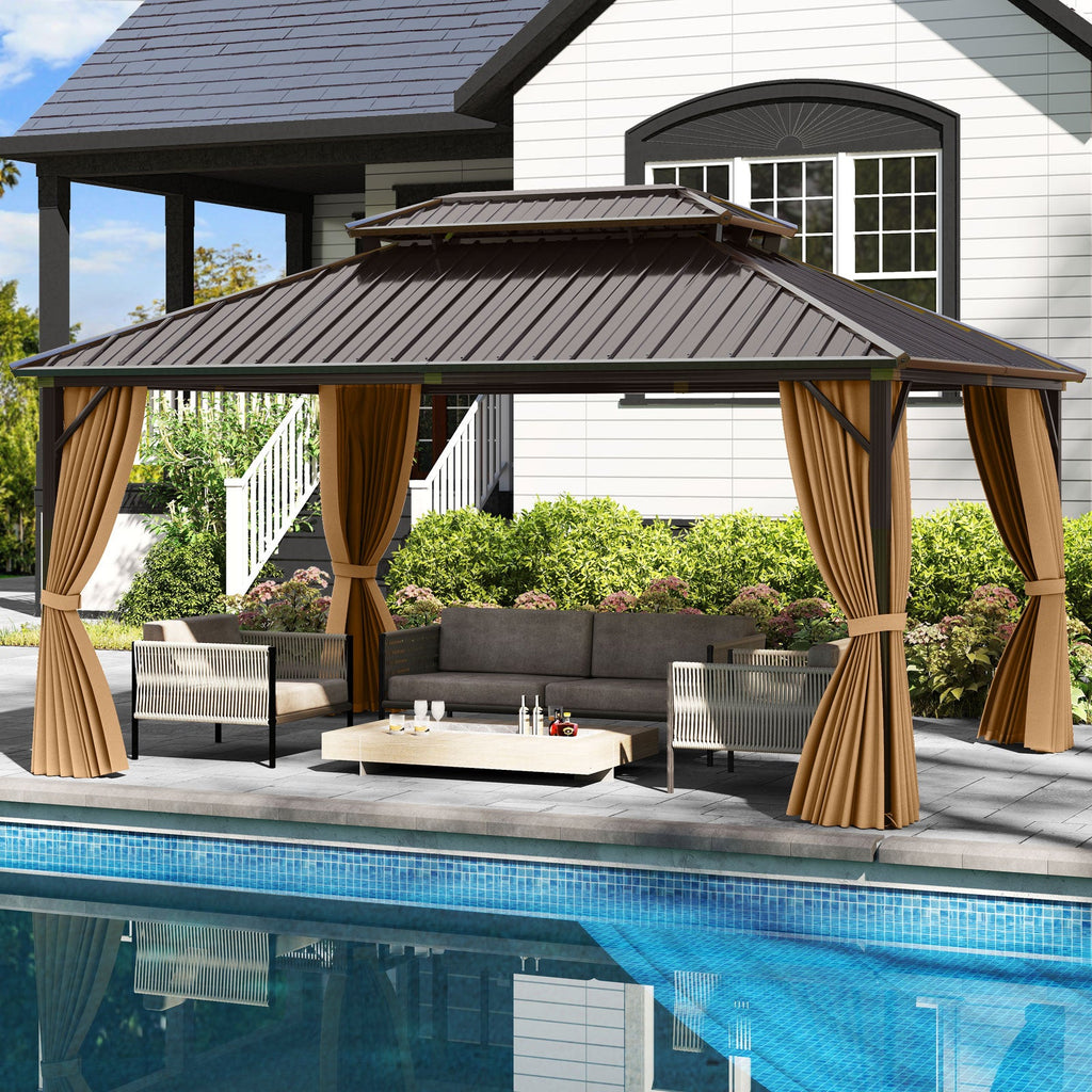 16' × 12' Hardtop Gazebo with Curtains & Netting