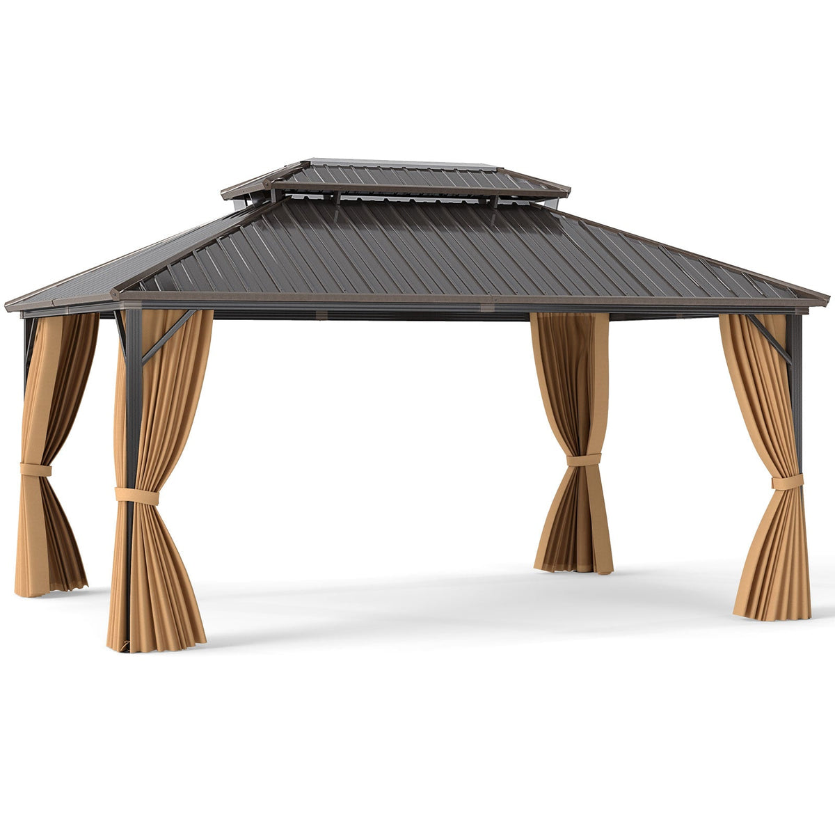 16' × 12' Hardtop Gazebo with Curtains & Netting